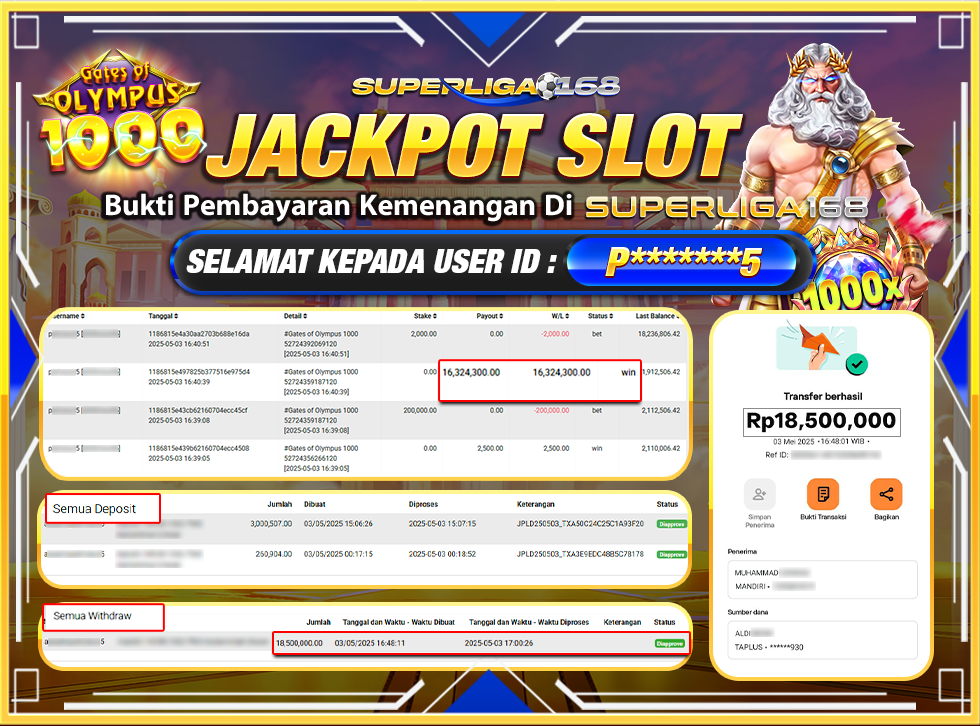 SUPERLIGA168 GATES OF OLYMPUS 1000 Rp.18,500,000